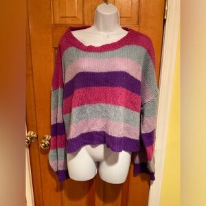 SHEIN | Striped Off Shoulder Sweater - Size L